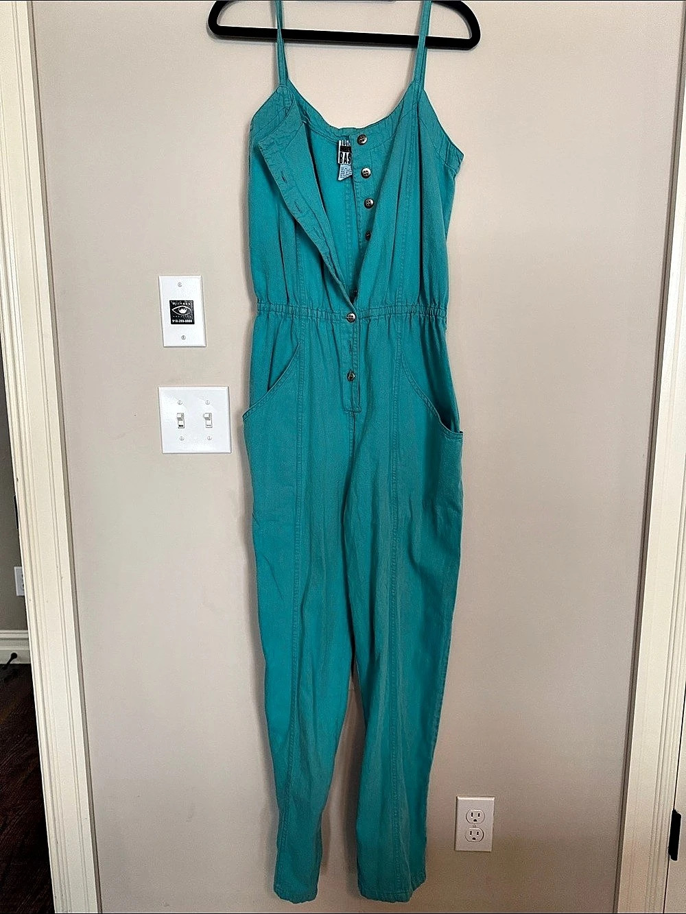 Together! Cotton Utility Jumpsuit in Blue Size 8 Vintage